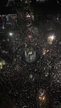 Ogoh-ogoh parade at Kilometer Zero (KM.0) in Bali Island at night.