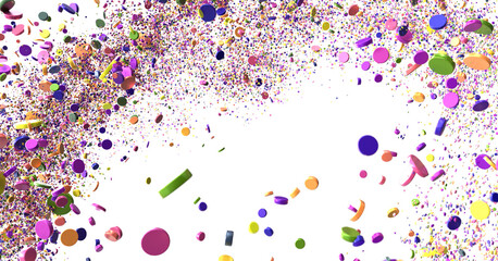  Colorful confetti on white background