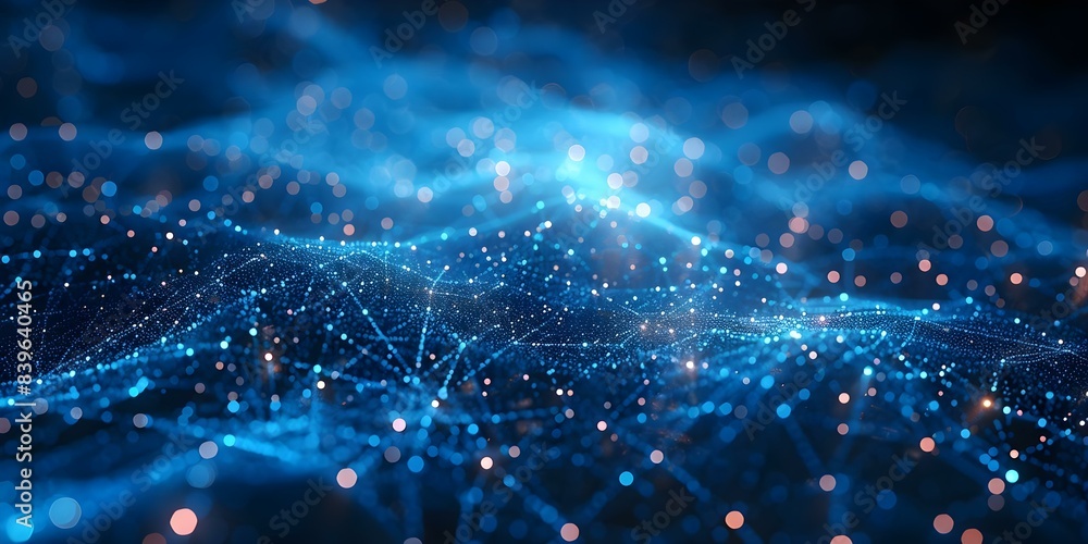 Poster complex and abstract blue digital data visualization background for science. concept data visualizat