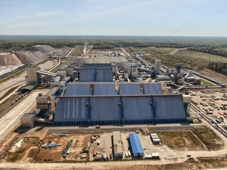 Aerial view of the potash fertilizer plant.