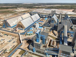 Aerial view of the potash fertilizer plant.