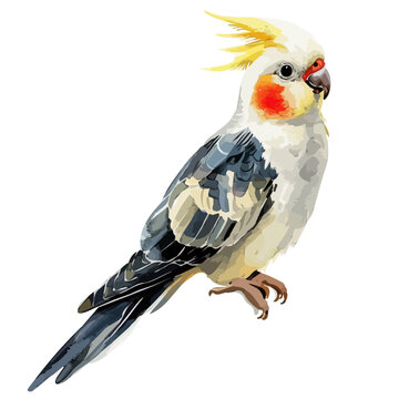 recommend clip art: Watercolor Vector painting of a Cockatiel bird, isolated on a white background, Cockatiel vector, Cockatiel clipart, Cockatiel art, Cockatiel painting, Cockatiel Graphic, drawing clipart.