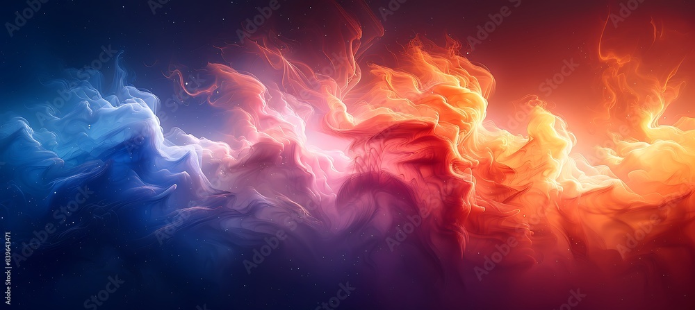 Poster ethereal harmony step into abstract masterpiece where delicate interplay of warm cool color intertwi