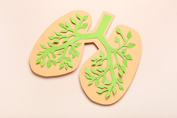 Paper lungs on beige background