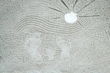 beautiful pattern on the sea sand on nature background