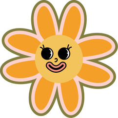 Trendy retro 90s 00s cartoon style. Vector illustration flower