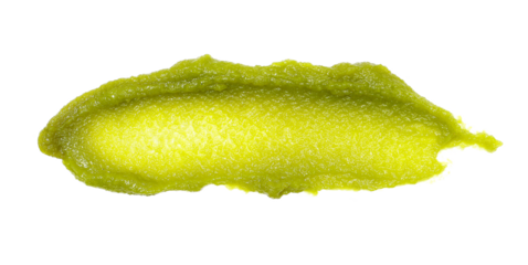 Wasabi paste spread isolated on white, top view, clipping