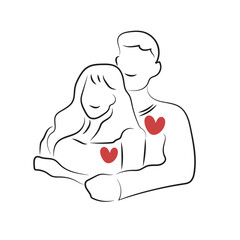 Sketch love concept minimal couple in love drawing line art couple lovely drawn together line love concept with white ioslated background. Abstract,vector,illustration.