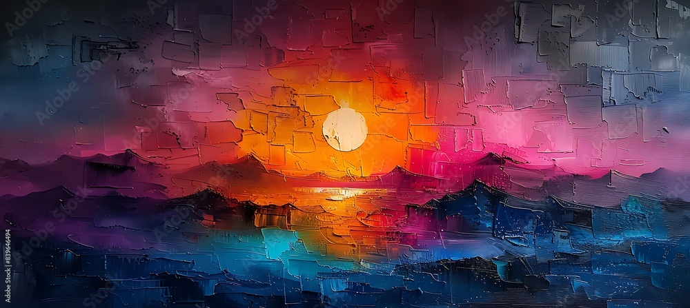 Poster immerse yourself abstract masterpiece where vibrant interplay of warm cool color ignites canvas sens