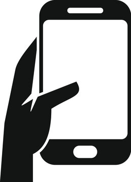 recommend clip art: Hand is holding a smartphone and touching the screen with their index finger