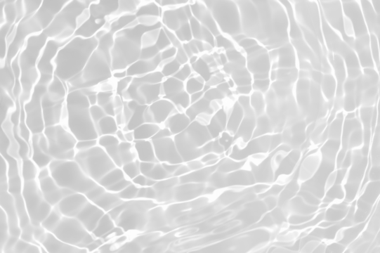 Abstract transparent white water isolated on white background. Clear white water surface with beautiful splashing ripples and bubbles. Reflection sunlight on water texture. Abstract summer background
