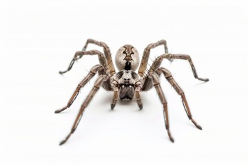 Fototapeta premium Spider isolated on white background. Arachnophobia. Rare species of insects. Danger and fear.