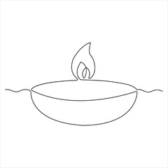 Candle continuous single line drawing Isolated on white background vector minimalist style