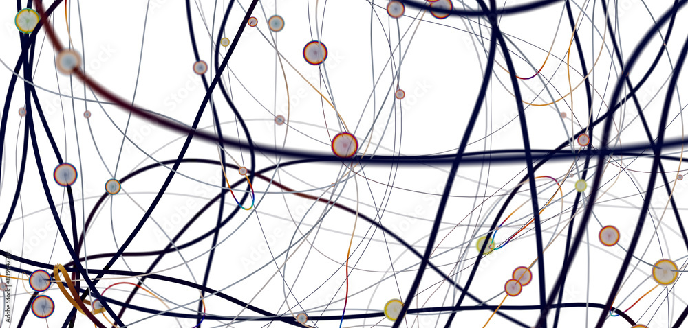 Poster gene lines and nodes, biological gene structure, 3d rendering.