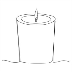 Candle continuous single line drawing Isolated on white background vector minimalist style