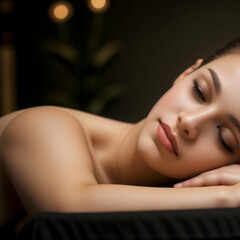 Serene Moments: Close-Up of a Young Woman Relaxing During a Spa Massage