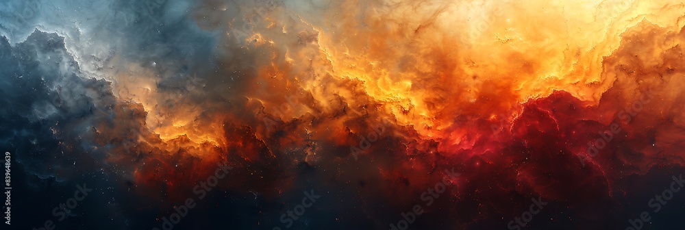Poster luminescent fusion delve into depth of abstract painting where subdued warm cool color collide enhan