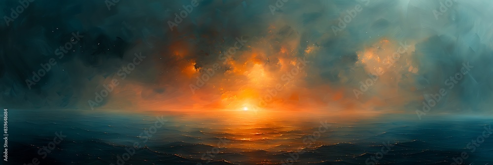 Poster luminescent fusion delve into depth of abstract painting where subdued warm cool color collide enhan