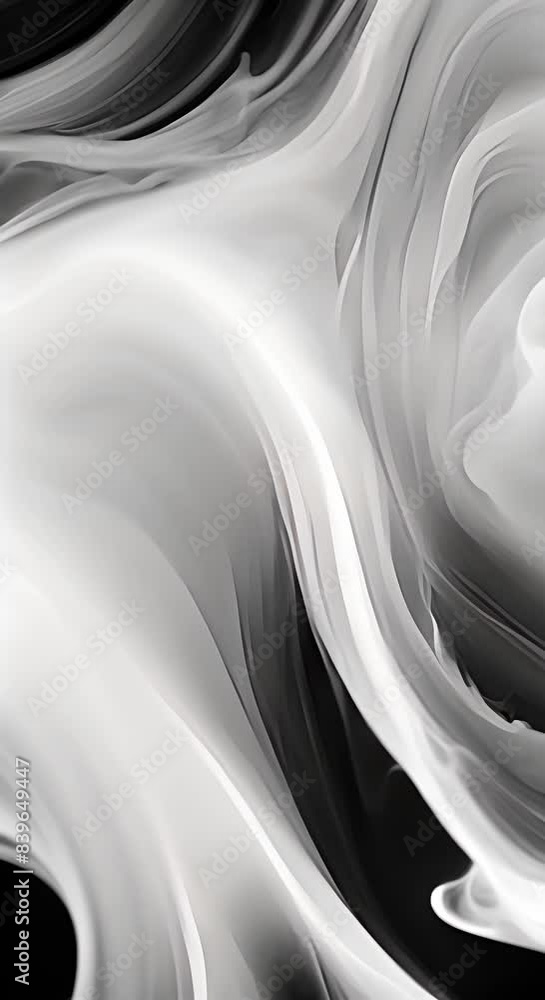 Poster white ink flowing transition on black background white smoke paint animation abstract background spl