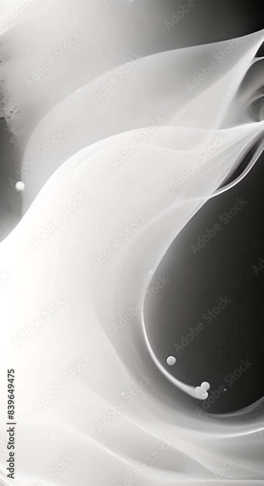 Poster white ink flowing transition on black background white smoke paint animation abstract background spl