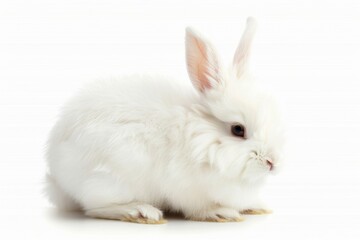 Obraz premium White rabbit on a white background.