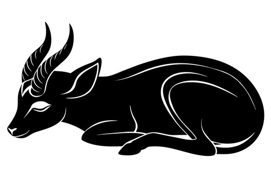 recommend clip art: sleeping antelope silhouette vector illustration