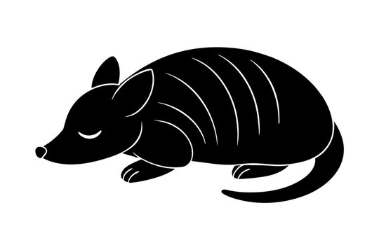 recommend clip art: sleeping armadillo silhouette vector illustration
