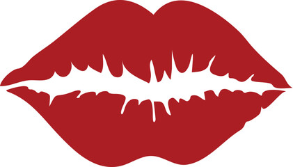 Red lips collection. Vector illustration of sexy woman's lips expressing different emotions, such as smile, kiss, half-open mouth, biting lip, lip licking, tongue out. 