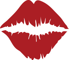 Red lips collection. Vector illustration of sexy woman's lips expressing different emotions, such as smile, kiss, half-open mouth, biting lip, lip licking, tongue out. 