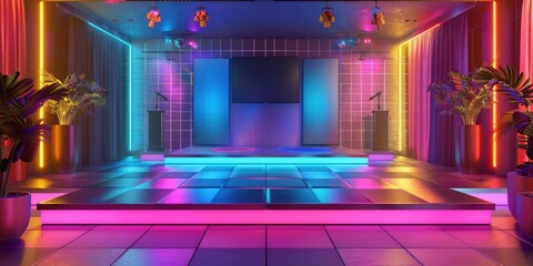 Vibrant Nightclub with Colorful Lights