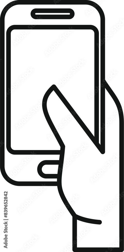 Poster hand is using a smartphone, perhaps browsing the internet or using an app