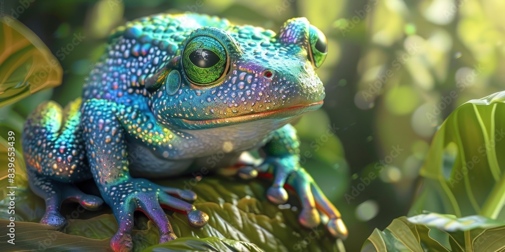 Wall mural Frog in Natural Pond with Sunlight