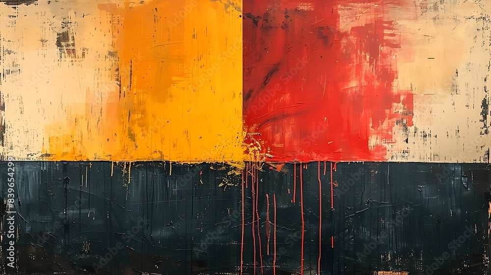 Poster singular impact experience potency of minimalist abstraction dominant hue commanding canvas solitary