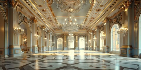 Obraz premium Elegant Ballroom with Crystal Chandeliers