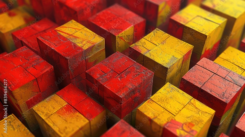 Aufkleber a close-up shot of variously colored building blocks, ideal for use in illustrations or presentation