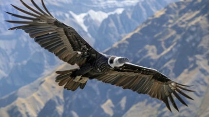 Obraz premium Large bird soaring above mountains