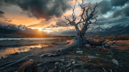 sunset in the mountains