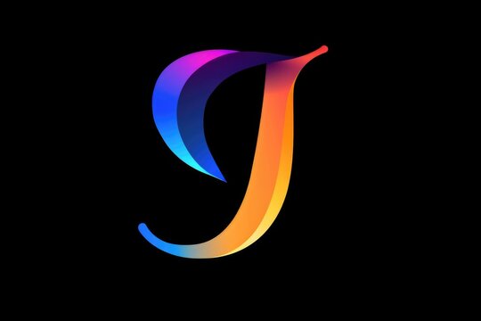 recommend clip art: A colorful alphabet letter J on a dark background