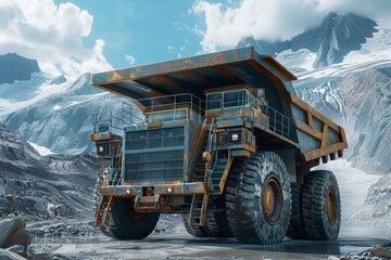 Large mining truck on the open pit mine