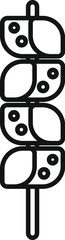 Minimalist line drawing of delicious food being grilled on a stick