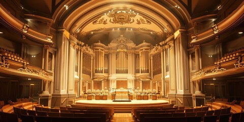 Obraz premium Luxurious Theater Hall with Red Curtains