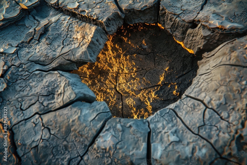 Aufkleber a close-up of a tree stump with a hole in it, suitable for use as a texture or background
