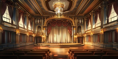 Fototapeta premium Elegant Theater Interior with Stage