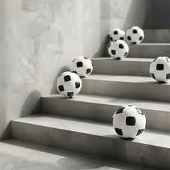 Footballs Positioned for Sport and Teamwork in an Active and Engaging Setup