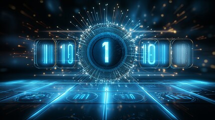 Fototapeta premium A blue and white clock with the numbers 1 and 10 on it
