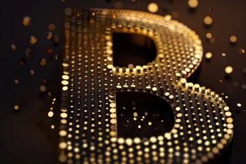 A golden letter B surrounded by colorful confetti, perfect for celebrations and congratulatory messages