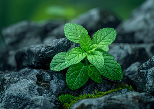 A close-up of nature escarpment plants growing among the rocks