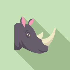 Powerful and strong african rhino with a large and heavy horn showing in close up, staring with its powerful eye, in a wildlife nature safari in africa, isolated on a green background