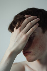 Fototapeta premium Young person suffering from headache