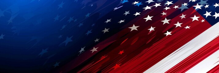 Vibrant red, white and blue background with stars in an American flag pattern Generative AI
